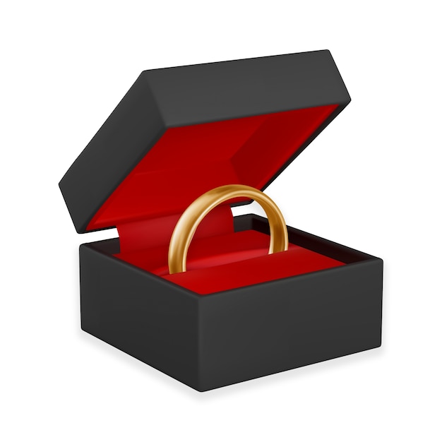 Free PSD realistic wedding ring  in box