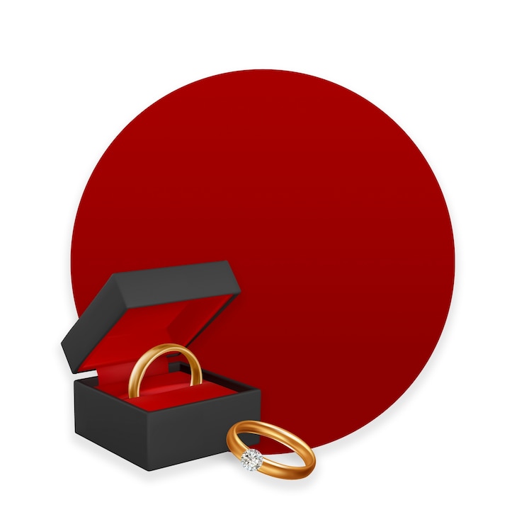 Free PSD realistic wedding ring  in box