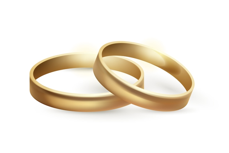 Free PSD realistic wedding ring illustration isolated