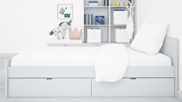 realistic white bedroom