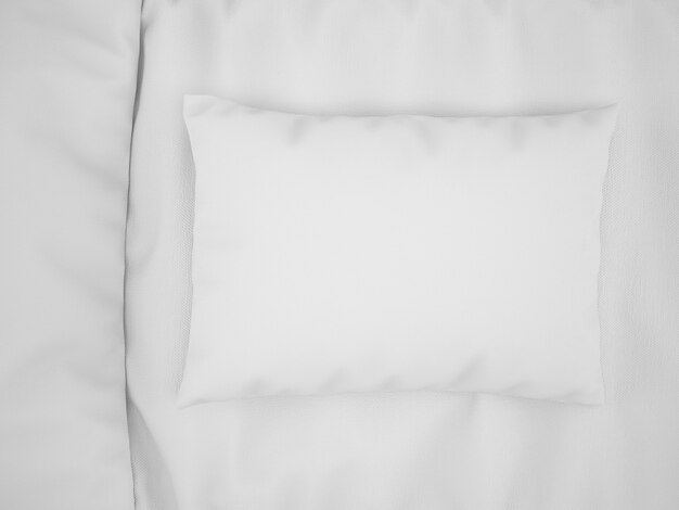 realistic white pillow on bed on top view