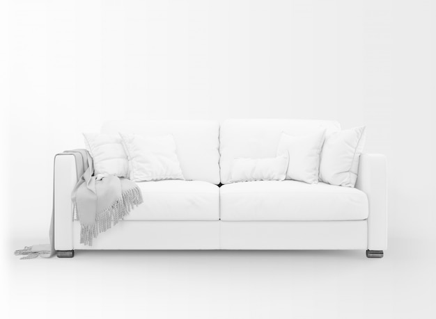 Free PSD realistic white sofa mockup