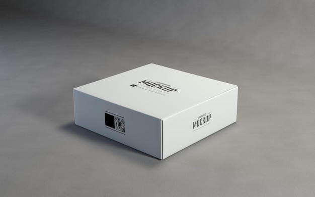 현실적인 흰색 사각형 골판지 상자 모형