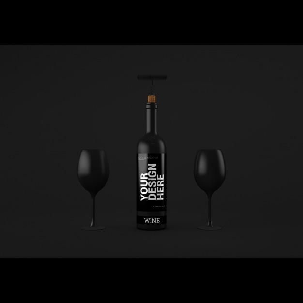 Realistic Wine Bottle Presentation – Free Download PSD Templates