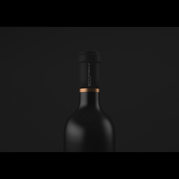 Free PSD realistic wine bottle presentation