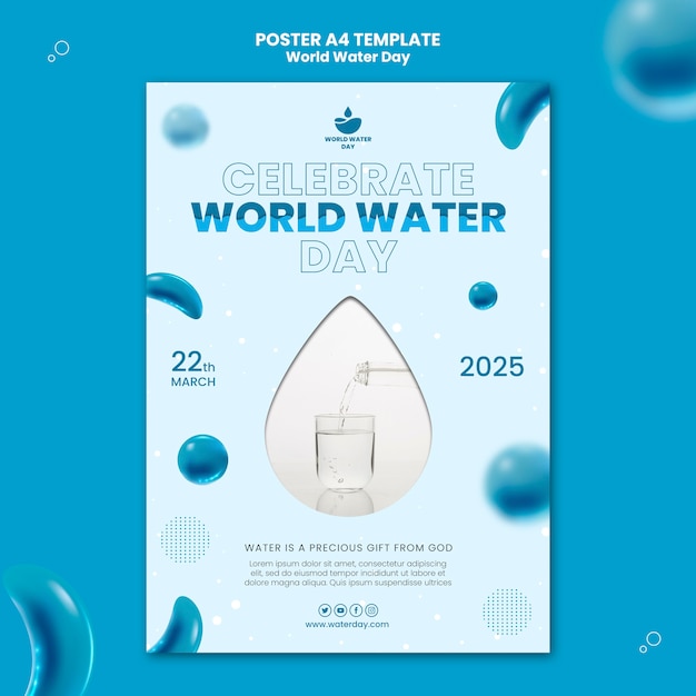 Realistic world water day poster