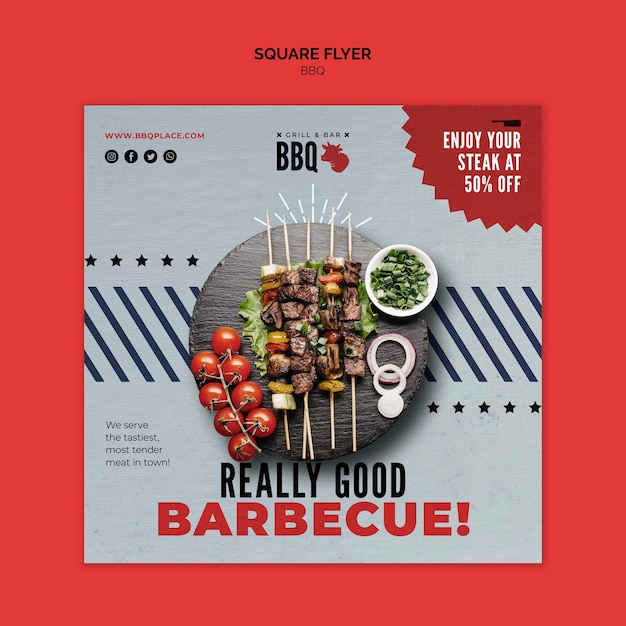 Free PSD really good bbq square flyer template