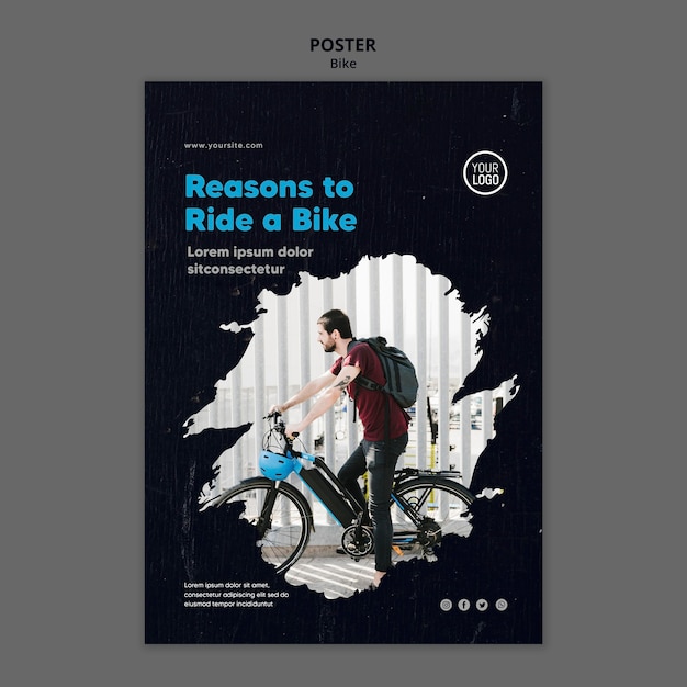 PSD gratuito motivi per guidare un poster modello di bici