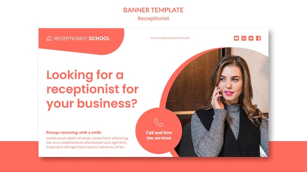 Free PSD receptionist concept banner template