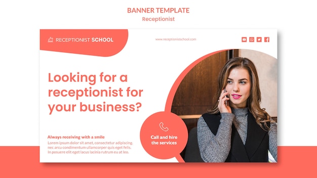 Receptionist concept banner template