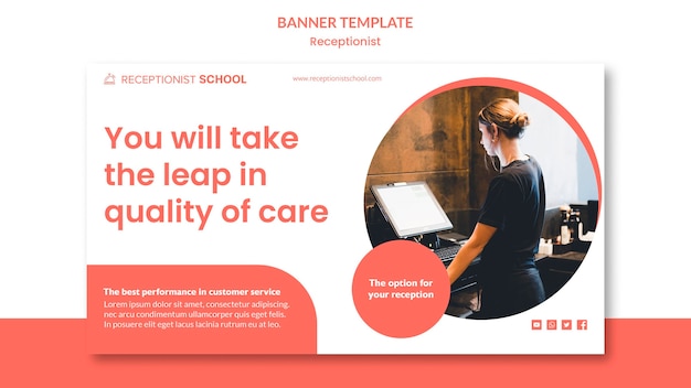 PSD gratuito modello di banner concetto receptionist