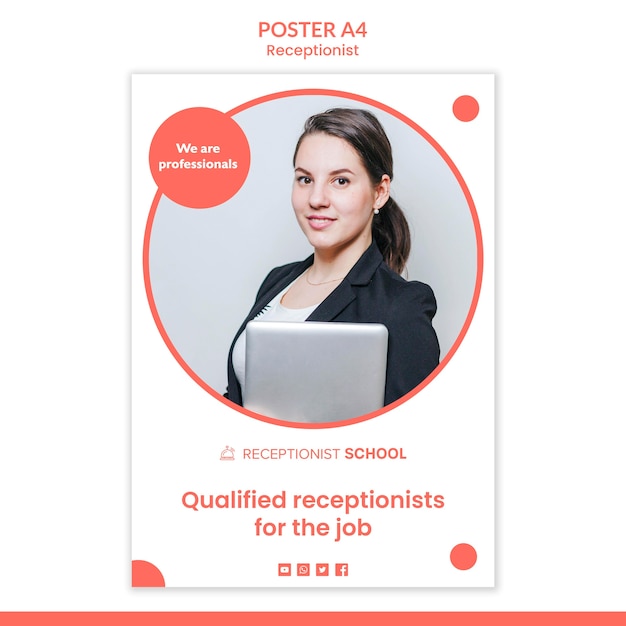 Modello di poster concetto receptionist