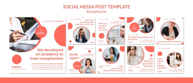 Free PSD receptionist concept social media post template