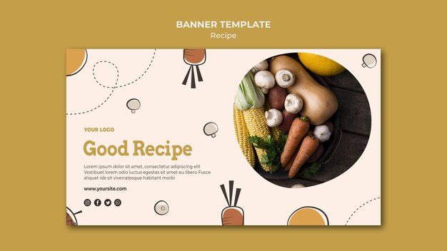 Recipe horizontal banner template design