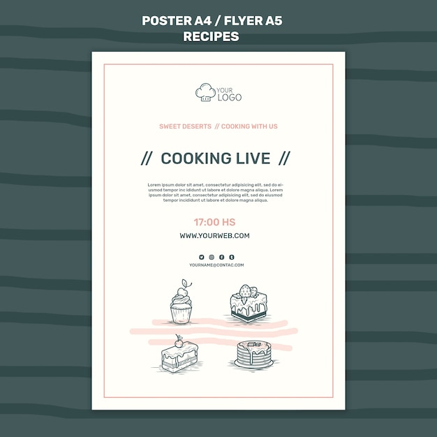 Free PSD recipes concept flyer template