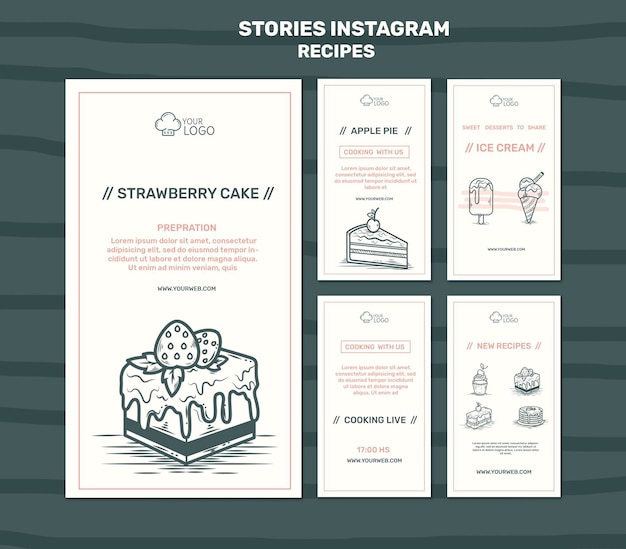 조리법 개념 Instagram 이야기 템플릿