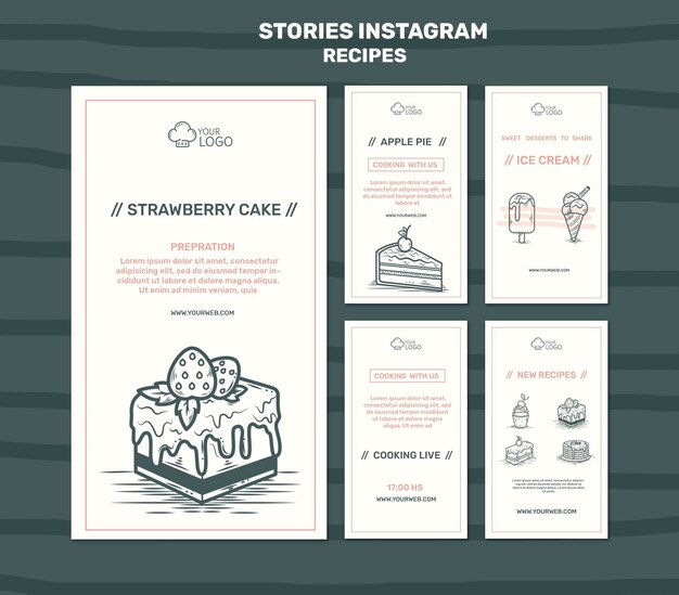 Recipes concept instagram stories template