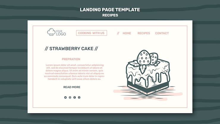 Free PSD recipes concept landing page template