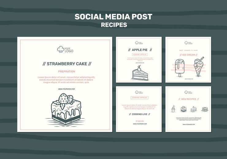 Free PSD recipes concept social media post template