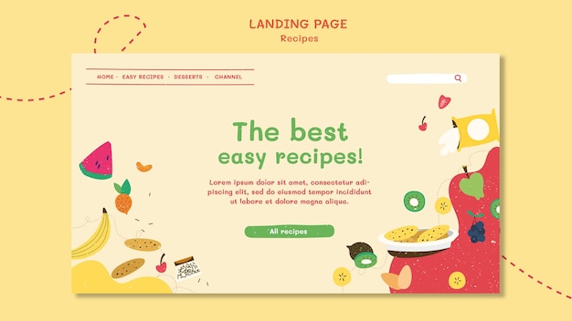 Free PSD recipes website landing page template