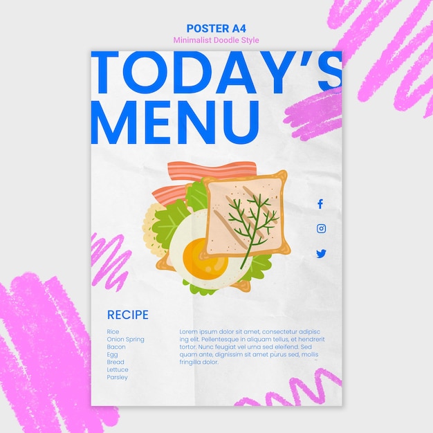 PSD gratuito modello di poster del sito web di ricette