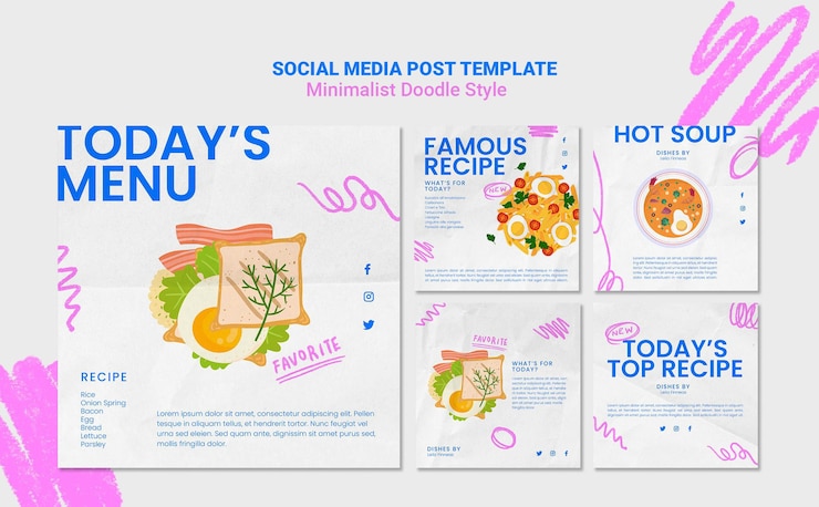 Free PSD recipes website social media post template