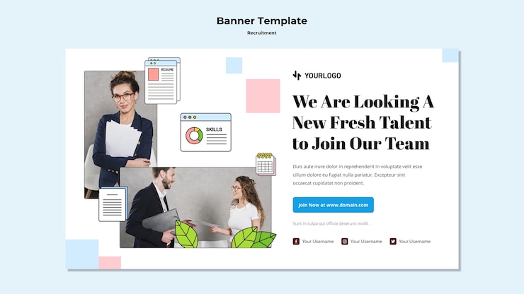 Free PSD recruitment concept banner template