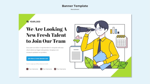 Recruitment concept banner template