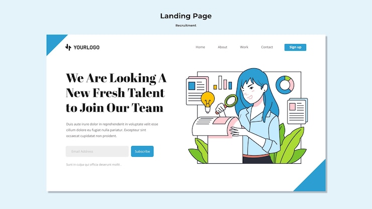 Free PSD recruitment concept landing page template