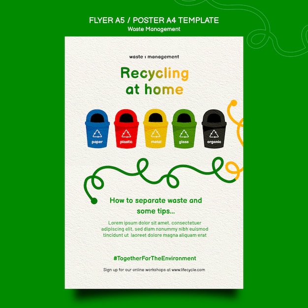 無料PSD 自宅でのリサイクルポスターテンプレート
