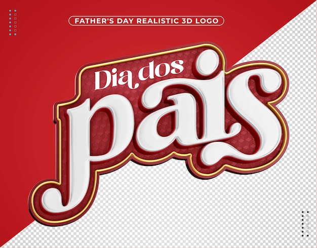 Free PSD red 3d logo for father's day campaign in brazil