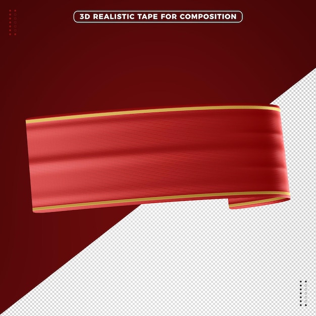 Red 3d realistic ribbon for compositing