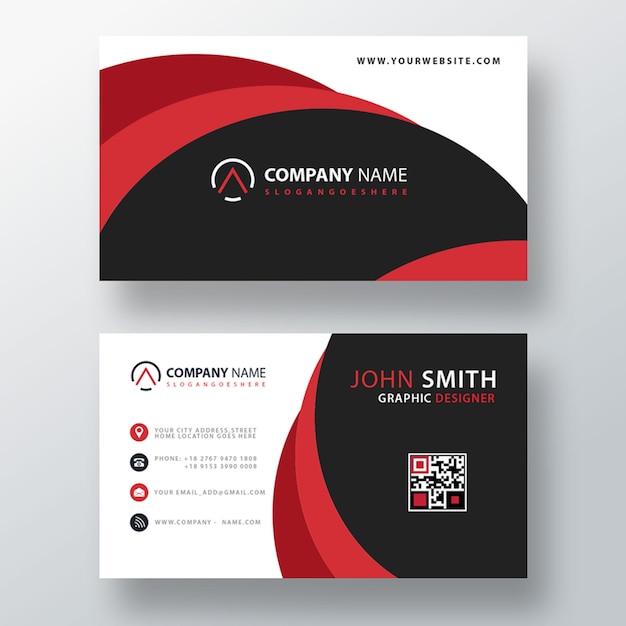 Red abstract business card template