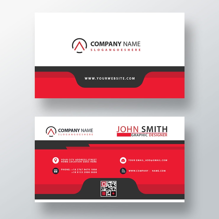 Free PSD red abstract company card template