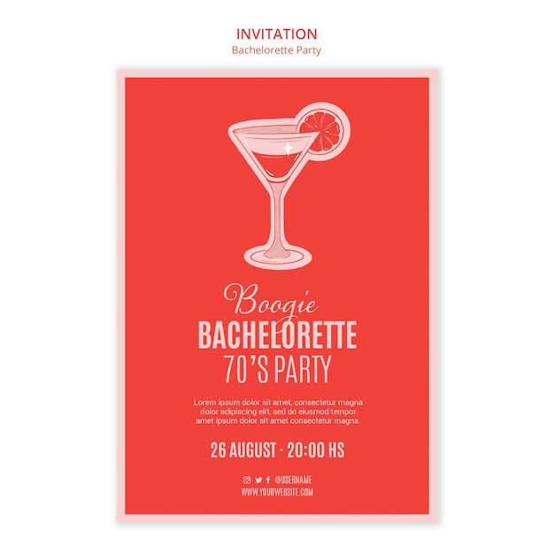 Red bachelorette party invitation design template