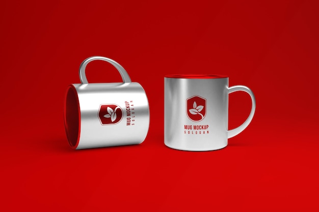 Red background mug mockup