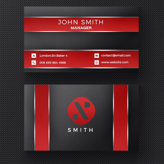 Free PSD red and black business card