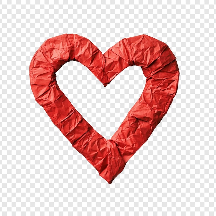 Free PSD a red creased paper heart