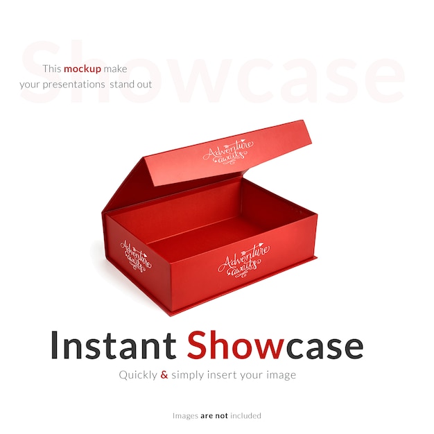 Red gift box mock up