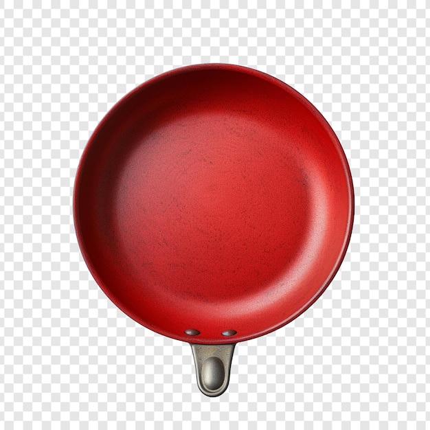 Free PSD a red handled frying pan against a concrete isolated on transparent background