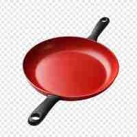 Free PSD a red handled frying pan against a concrete isolated on transparent background