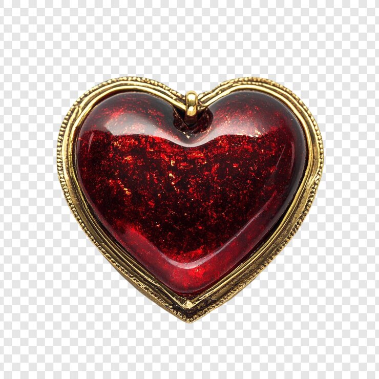 Free PSD red heart pendant a luxurious gold and garnet jewel