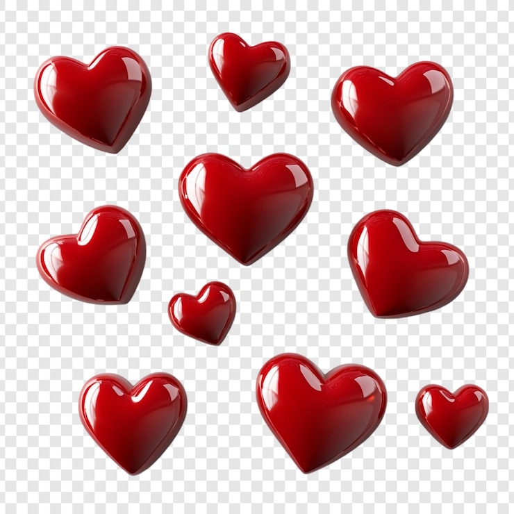 Free PSD red hearts falling