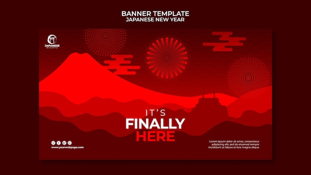 Free PSD red japanese new year banner template