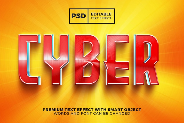 Red modern cyber iron 3d editable text effect style