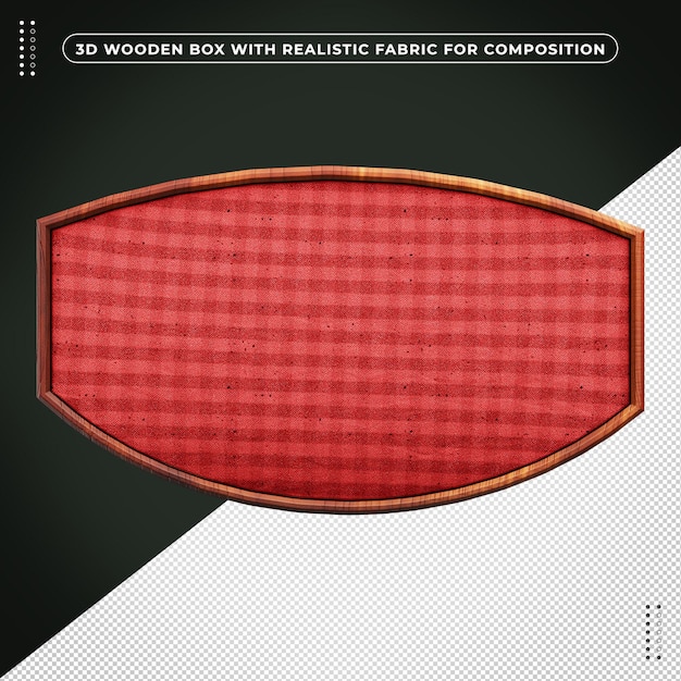 Free PSD red realistic fabric wooden 3d box