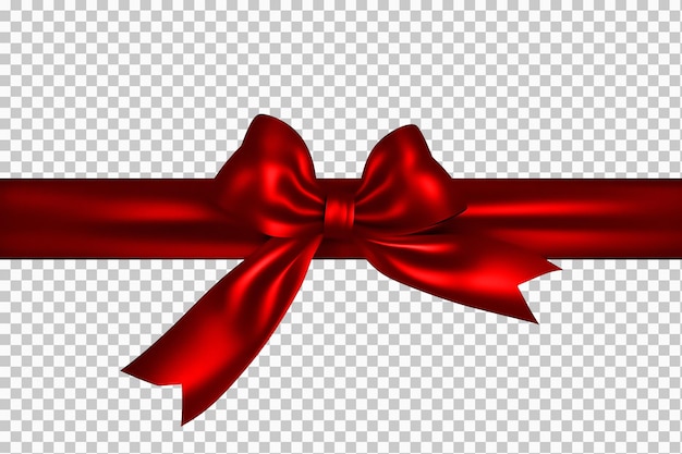 Free PSD red ribbon bow isolated on transparent background