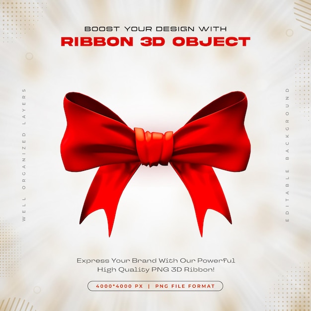 Red ribbon icon isolated 3d render illustration