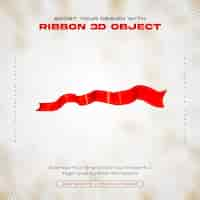 Free PSD red ribbon icon isolated 3d render illustration