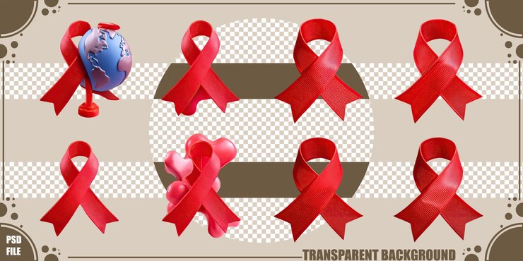Free PSD red ribbons for awareness and support initiatives